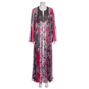 HAUTE HIPPIE Floral Print Embellish Maxi Dress